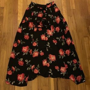 Silk rose high low skirt